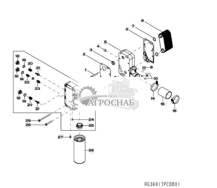 5905 Engine Oil Cooler  Oil Filter  Oil Filter Housing 